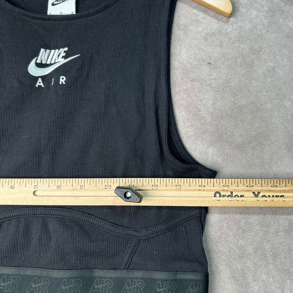 Nike Air Womens M Blk Ribbed Embroidered Logo Crop Tank Top DM6069-010 Koszulka - Picture 6 of 7